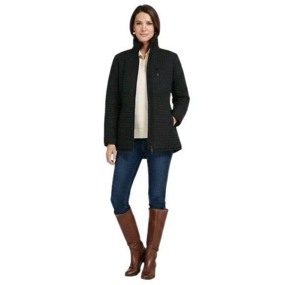 Lands End Women's Quilted Jacket Hooded Size Small Black Fully Lined Zip NWT - Picture 2 of 15